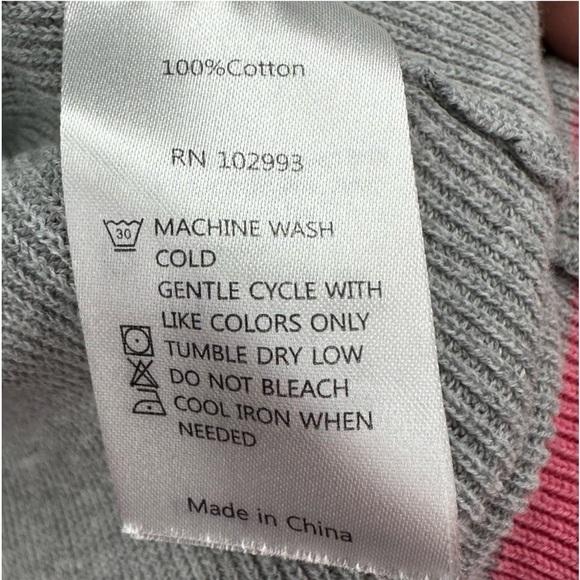 SLATE & WILLOW Grey Bell Sleeve Sweater Pink Stripe Detail Cotton Size Small - Picture 6 of 8